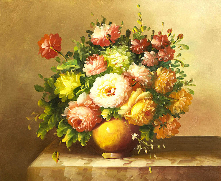 0B 《花卉静物》 当代油画家 文惠 精品油画